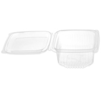 Envase de 1,5 L transparente con tapa bisagra