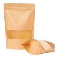 Bolsa para dulces de papel kraft con ventana de 13,5 x 19 cm