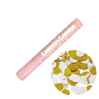 Cañón de confeti de topos oro y plata de 40 cm