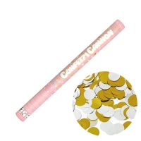 Cañón de confeti de topos oro y plata de 60 cm