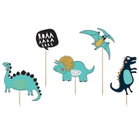 Toppers para cupcakes de Dinosaurio prehistórico - 5 piezas