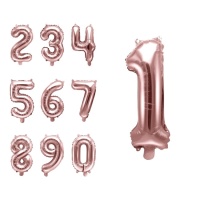 Globo de número rosa dorado de 35 cm - PartyDeco - 1 unidad
