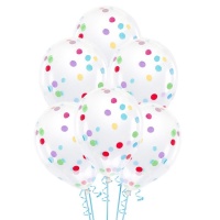Globos de látex con confetti de colores de 30 cm - PartyDeco - 6 unidades