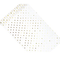 Camino de mesa de 30 cm de organza con topos dorados - 9 m