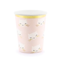Vasos rosas de Gatos de 200 ml - 6 unidades
