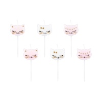 Velas de gatos de 2,5 x 2 cm - 6 unidades