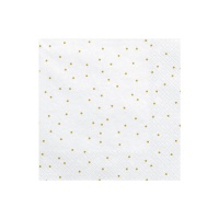 Servilletas blancas con puntos dorados de 16,5 x 16,5 cm - 20 unidades