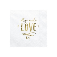 Servilletas blancas Love de 16,5 x 16,5 cm - 20 unidades