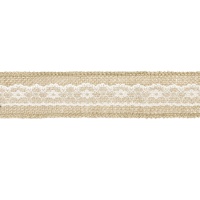 Cinta de rafia con puntilla central de 5 cm - 5 m