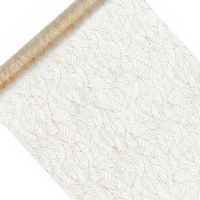 Camino de mesa de 47,5 cm de organza dibujo dorado - 9 m