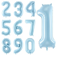 Globo de número azul pastel de 86 cm - PartyDeco - 1 unidad