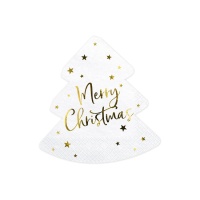 Servilletas de 16 x 16,5 cm blancas de árbol de Navidad - 20 unidades