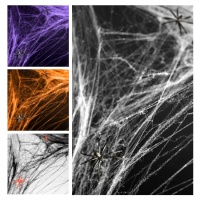 Telaraña de 60 gr de colores con 2 arañas