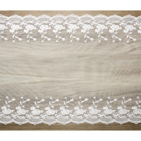 Camino de mesa de 45 cm de encaje blanco decorativo floral - 9 m