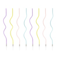 Velas en espiral larga multicolor pastel de 14,5 cm - 8 unidades