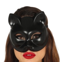 Máscara de mujer gato de color negro