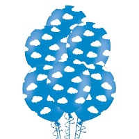 Globos de látex con nubes blancas de 30 cm - PartyDeco - 50 unidades