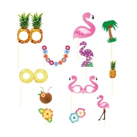 Kit para photocall fiesta Hawaiana tropical - 12 unidades
