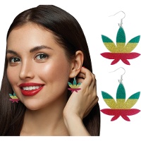 Pendientes de hoja marihuana estilo jamaicano