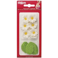 Figuras de azúcar de margaritas y hojas - Dekora - 12 unidades