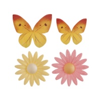 Obleas de mariposas y flores - Dekora - 8 unidades