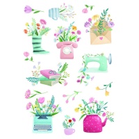 Pegatinas de Life is simple flowers - 1 lámina