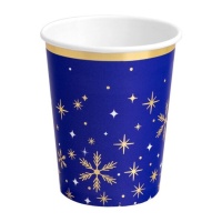 Vasos de 270 ml de Navidad azul noche - 6 unidades