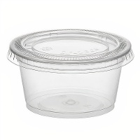 Salsera de 45 ml de plástico transparente con tapa - 12 unidades