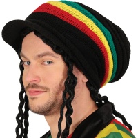 Gorro de rastafari colorido con visera