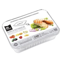 Envase de 32 x 26,4 x 6 cm desechable rectangular con tapa - 3 unidades
