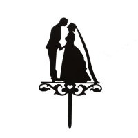Topper para tarta acrílico recién casados beso