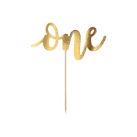 Topper para tarta One dorado de 19 x 16 cm - 1 unidad