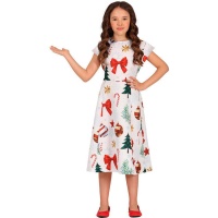 Vestido navideño blanco para niña