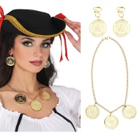 Collar y pendientes de pirata con monedas