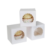 Caja para 1 cupcake blanca - 3 unidades