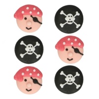 Figuras de azúcar de piratas y calaveras - FunCakes - 12 unidades