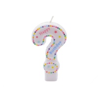 Vela número interrogación con puntos feliz cumpleaños de 6,3 cm