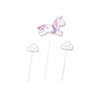Velas de unicornio fantasía - 3 unidades