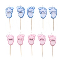 Velas de piececitos baby shower - 5 unidades