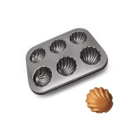 Molde para conchas mini de acero de 19 x 27 cm - 6 cavidades