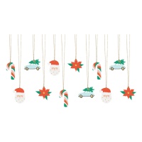Colgantes decorativos de Santa Claus - 12 unidades