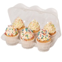 Caja para 6 cupcakes de plástico transparente - 3 unidades