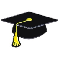 Pin de graduación con birrete amarillo