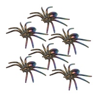 Araña de 7 x 5,5 cm de colores perlados - 6 unidades