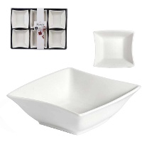 Bol de 12 cm cuadrados curvos de porcelana blanca - 6 unidades