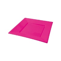 Platos de 23 cm de plástico de colores cuadrados - 4 unidades
