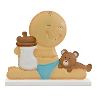 Figura para tarta de bautizo de bebé con biberón - 1 unidad