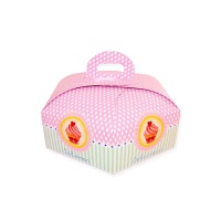 Caja de 23 x 23 x 10 cm para tarta hexagonal con asa