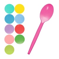 Cucharas de 16,5 cm de plástico colores - 15 unidades