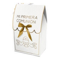 Caja para regalo de 13,5 x 8 x 5 cm con solapa de Comunión Dorada - 2 unidades